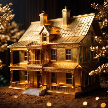 House made of gold, representing wealth and luxury in property ownershipの素材