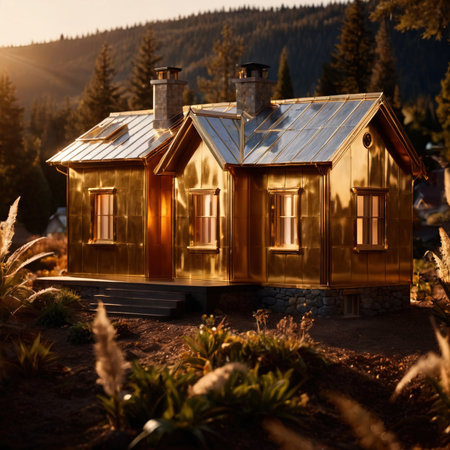 House made of gold, representing wealth and luxury in property ownershipの素材