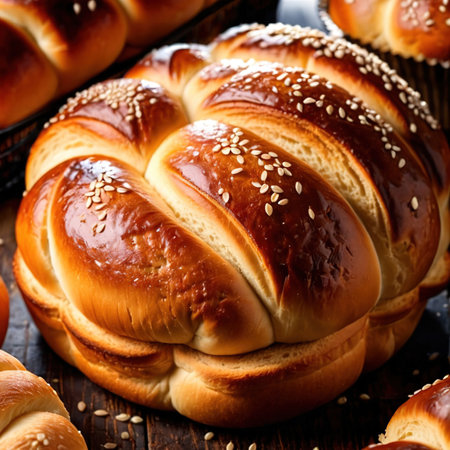 brioche freshly baked bread, food staple for mealsの素材