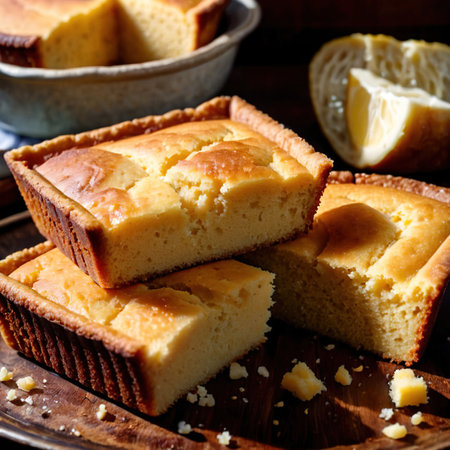 cornbread freshly baked bread, food staple for mealsの素材