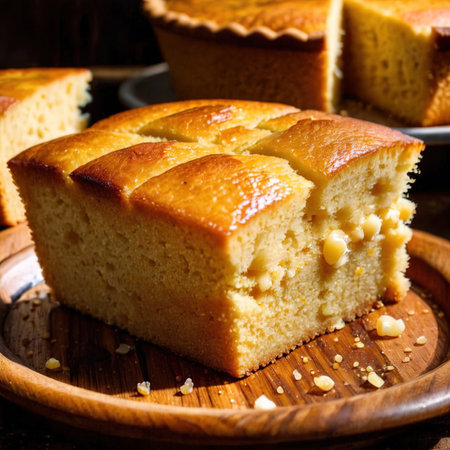 cornbread freshly baked bread, food staple for mealsの素材