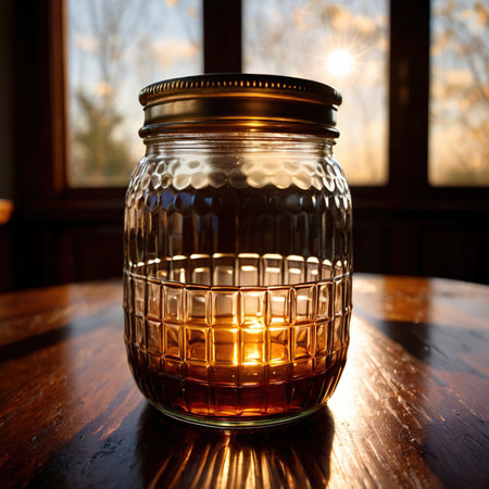 Jar glass container with sealed cover for storageの素材