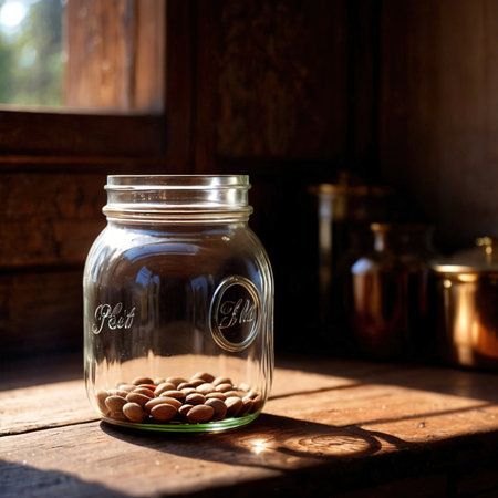 Jar glass container with sealed cover for storageの素材