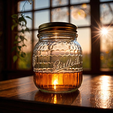 Jar glass container with sealed cover for storageの素材