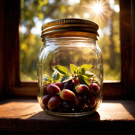 Jar glass container with sealed cover for storageの素材
