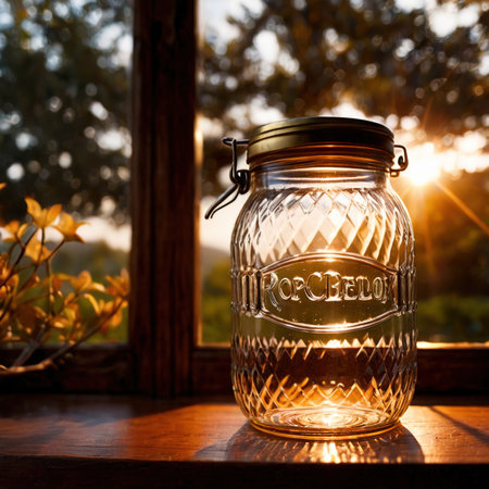 Jar glass container with sealed cover for storageの素材