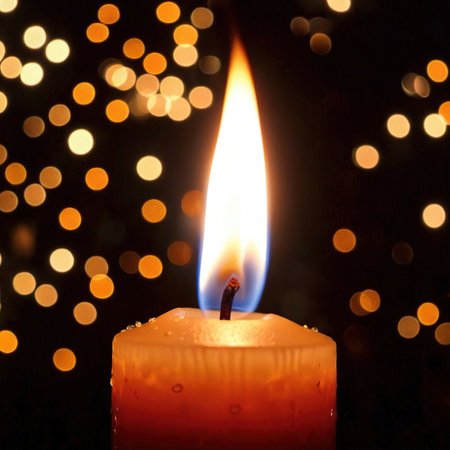 Candle , traditional wax tool for illumination by burning flameの素材