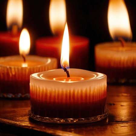 Candle , traditional wax tool for illumination by burning flameの素材
