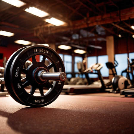 Gym , gymnasium exercise room with workout fitness equipmentの素材