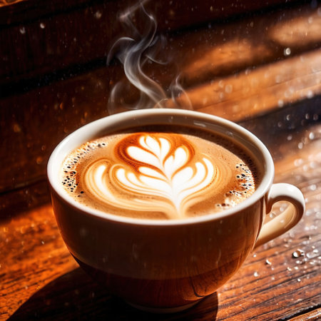 cappuccino , italian style milk coffee hot beverage drinkの素材