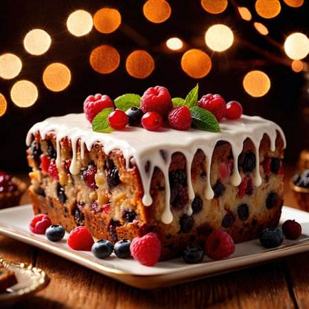 Fruitcake , traditional popular sweet dessert cakeの素材