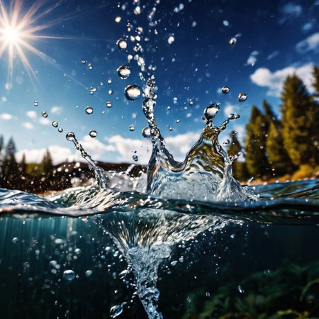 watersplash, clean clear water, plain backgroundの素材