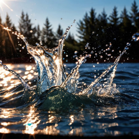 watersplash, clean clear water, plain backgroundの素材
