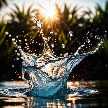 watersplash, clean clear water, plain backgroundの素材