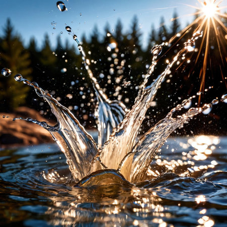 watersplash, clean clear water, plain backgroundの素材