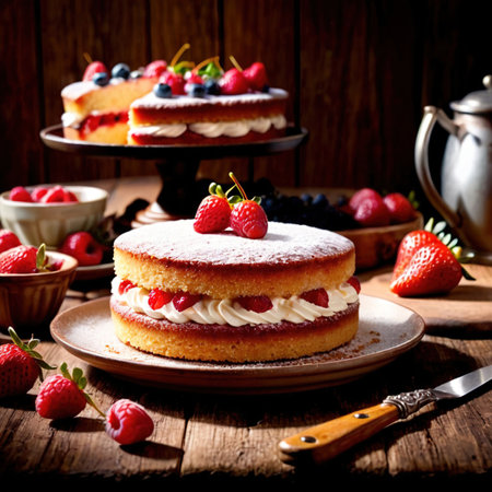Victoria Sponge Cake , traditional popular sweet dessert cakeの素材