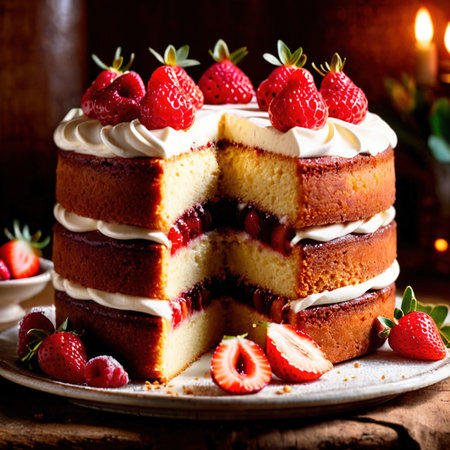 Victoria Sponge Cake , traditional popular sweet dessert cakeの素材