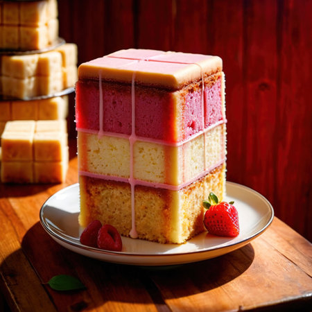 Battenberg Cake , traditional popular sweet dessert cakeの素材