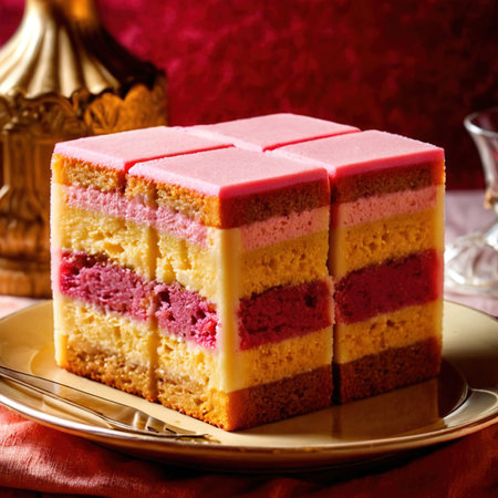 Battenberg Cake , traditional popular sweet dessert cakeの素材