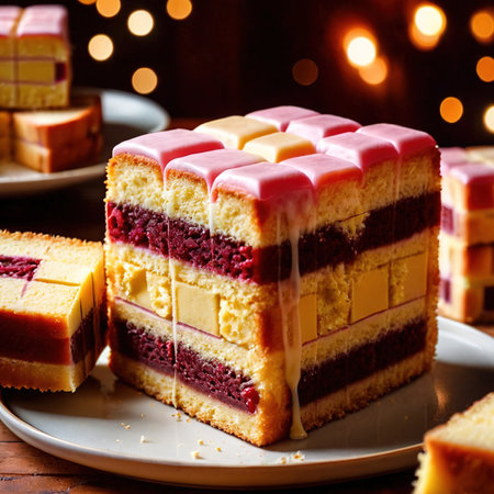Battenberg Cake , traditional popular sweet dessert cakeの素材