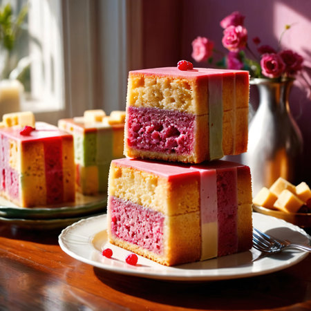Battenberg Cake , traditional popular sweet dessert cakeの素材