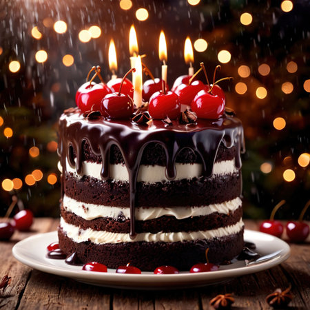 Black Forest Cake , traditional popular sweet dessert cakeの素材