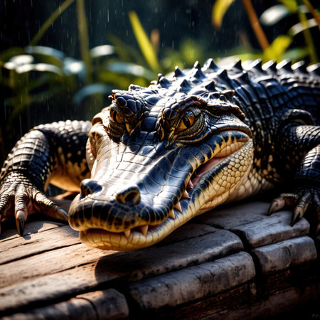Alligator wild animal living in nature, part of ecosystemの素材