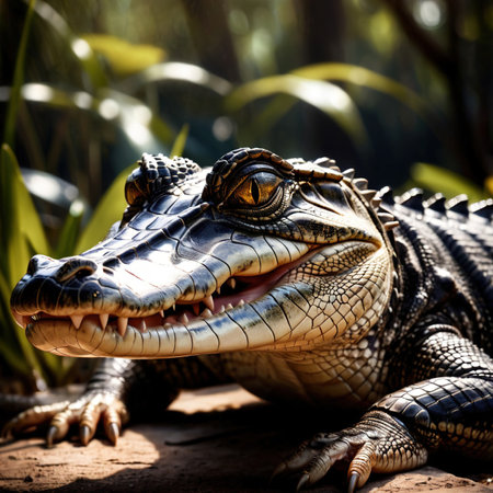 Alligator wild animal living in nature, part of ecosystemの素材