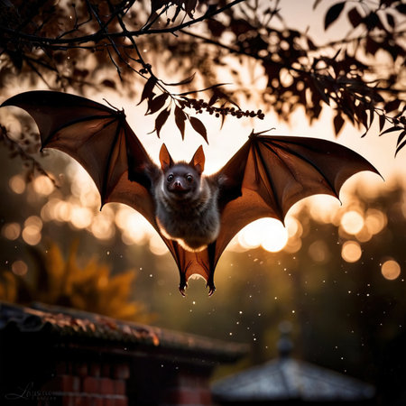 Bat wild animal living in nature, part of ecosystemの素材