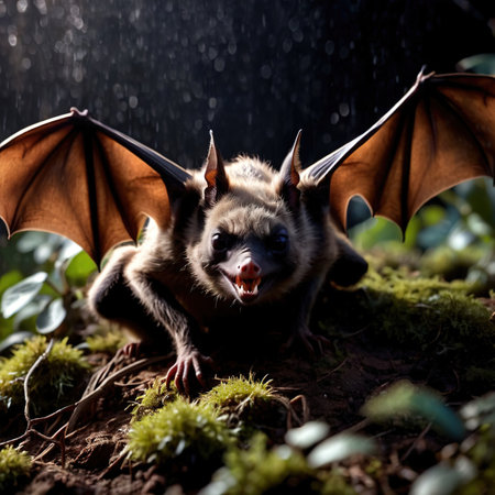 Bat wild animal living in nature, part of ecosystemの素材