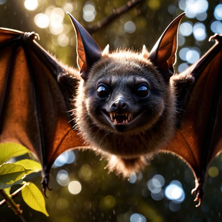 Bat wild animal living in nature, part of ecosystemの素材
