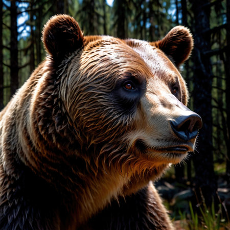 Bear wild animal living in nature, part of ecosystemの素材