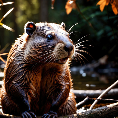 Beaver wild animal living in nature, part of ecosystemの素材