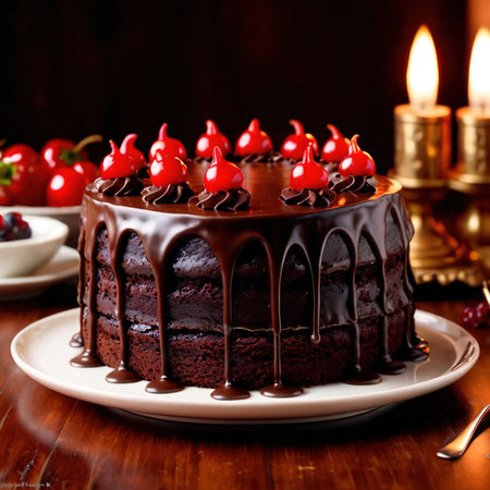 Devilâs Food Cake , traditional popular sweet dessert cakeの素材