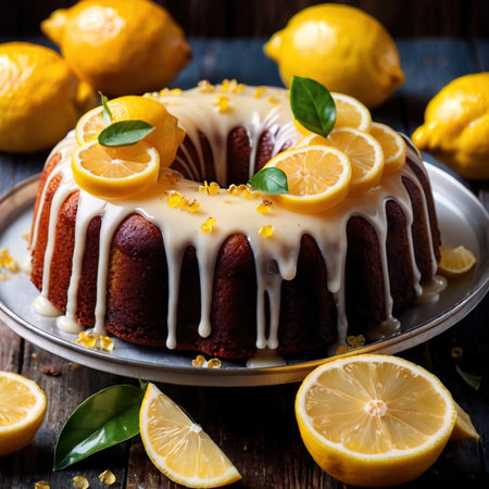 Lemon Drizzle Cake , traditional popular sweet dessert cakeの素材