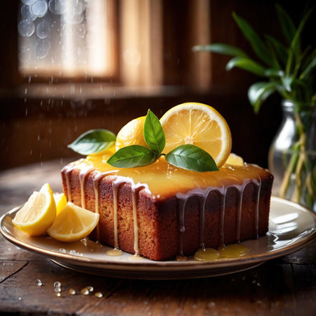 Lemon Drizzle Cake , traditional popular sweet dessert cakeの素材