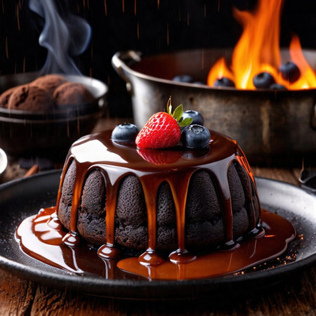 Molten Lava Cake , traditional popular sweet dessert cakeの素材