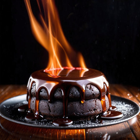 Molten Lava Cake , traditional popular sweet dessert cakeの素材