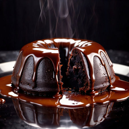 Molten Lava Cake , traditional popular sweet dessert cakeの素材