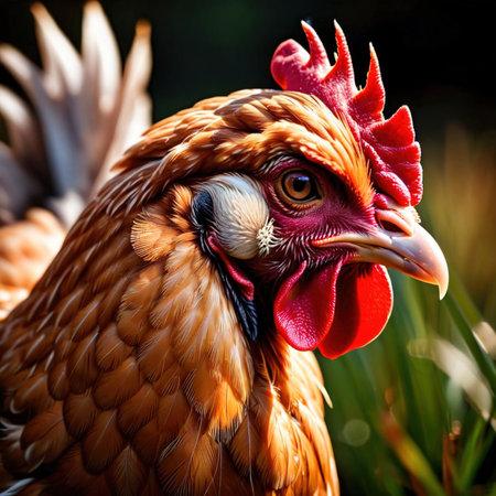 Chicken wild animal living in nature, part of ecosystemの素材