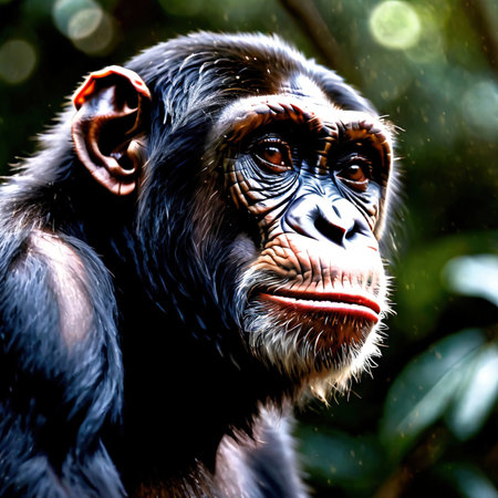 Chimpanzee wild animal living in nature, part of ecosystemの素材