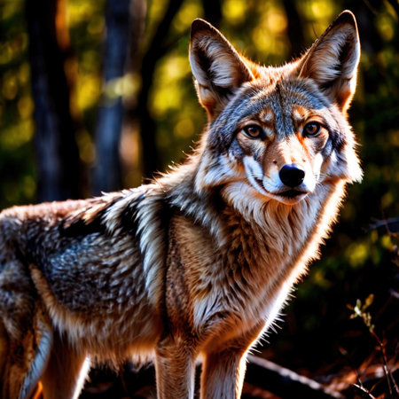 Coyote wild animal living in nature, part of ecosystemの素材