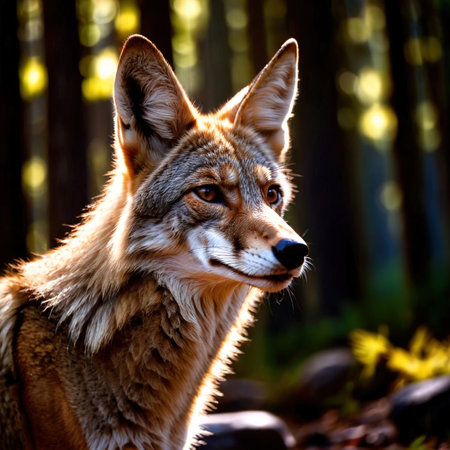 Coyote wild animal living in nature, part of ecosystemの素材
