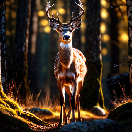 Deer wild animal living in nature, part of ecosystemの素材