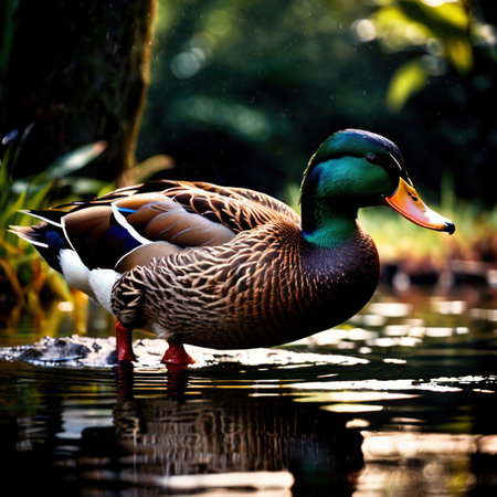 Duck farm animal living in domestication, part of agricultural industryの素材