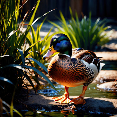 Duck farm animal living in domestication, part of agricultural industryの素材