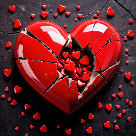 Broken and shattered heart, heartboken with lost loveの素材