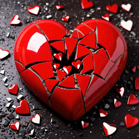 Broken and shattered heart, heartboken with lost loveの素材