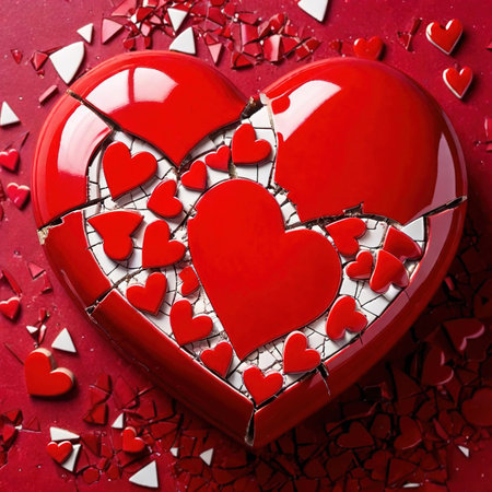 Broken and shattered heart, heartboken with lost loveの素材