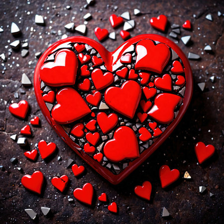 Broken and shattered heart, heartboken with lost loveの素材